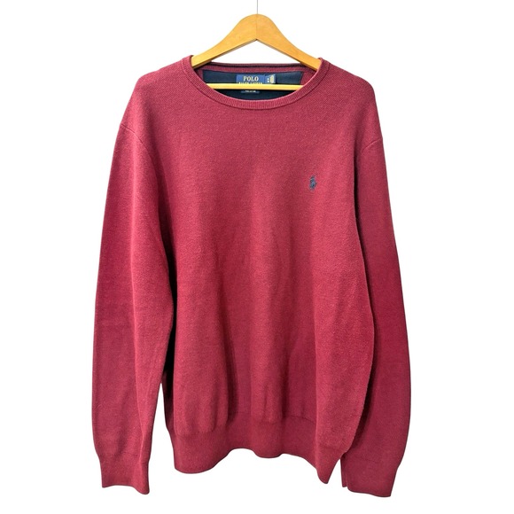 Polo Ralph Lauren MENS XL PRE-OWNED Pima Cotton Burgundy Sweater Pullover COTTON - Picture 1 of 12